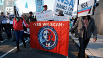Manifestantes contra la vigilancia de la NSA, en Estados Unidos