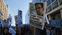 Manifestantes a favor de Snowden