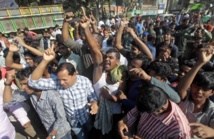 Manifestantes en Bangladesh