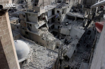 Un edificio destruido en Alepo Un edificio destruido en Alepo