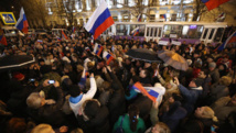 Manifestantes partidarios de Rusia en Ucrania