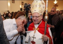 El patriarca caldeo Louis Sako, en una misa en Bagdad