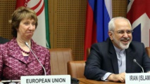 Los representantes de Exteriores de la UE, Catherine Ashton-izquierda-y de Irán, Muhammad Jauad Zarif