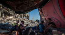 Palestinos en Beit Lahia, en Gaza, al sur de Palestina.