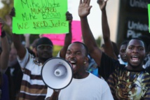 Manifestantes en Ferguson, Missouri, Estados Unidos.