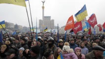 Manifestantes en Kiev