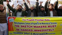 Manifestantes contra las caricaturas del profeta Muhammad, en Pakistán Manifestantes contra las caricaturas del profeta Muhammad, en Pakistán