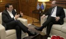 Alexis Tsipras-izquierda-y el presidente del parlamento europeo, Martin Schulz