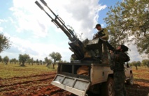 Artillería antiaérea rebelde cerca de Alepo Artillería antiaérea rebelde cerca de Alepo