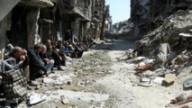 Algunos palestinos en el campo de Yarmuk