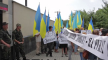 Manifestación contra la presencia estadounidense en Ucrania