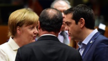 De izquierda a derecha, Merkel, Hollande y Tsipras