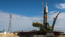 El cohete soyuz en Baikonur