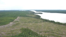 Una zona de bosque talada al lado del río Broadback