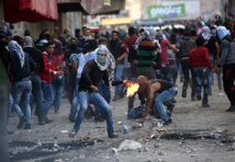 Manifestantes palestinos en Hebrón