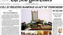 La portada del New York Times de hoy sábado, con el editorial