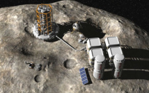 Una representación de una base en un asteroide