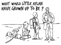 El dibujo donde se ve a Aylan convertido en médico El dibujo donde se ve a Aylan convertido en médico