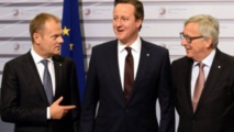 De izquierda a derecha, Tusk, Cameron y Juncker