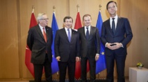 Juncker, Davutoglu y Tusk Juncker, Davutoglu y Tusk