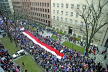 Manifestantes contra las leyes de este gobierno, en Polonia Manifestantes contra las leyes de este gobierno, en Polonia
