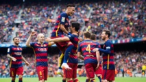 Jugadores del Barça celebrando el título