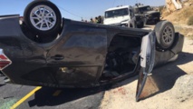 El coche atacado cerca de Hebrón