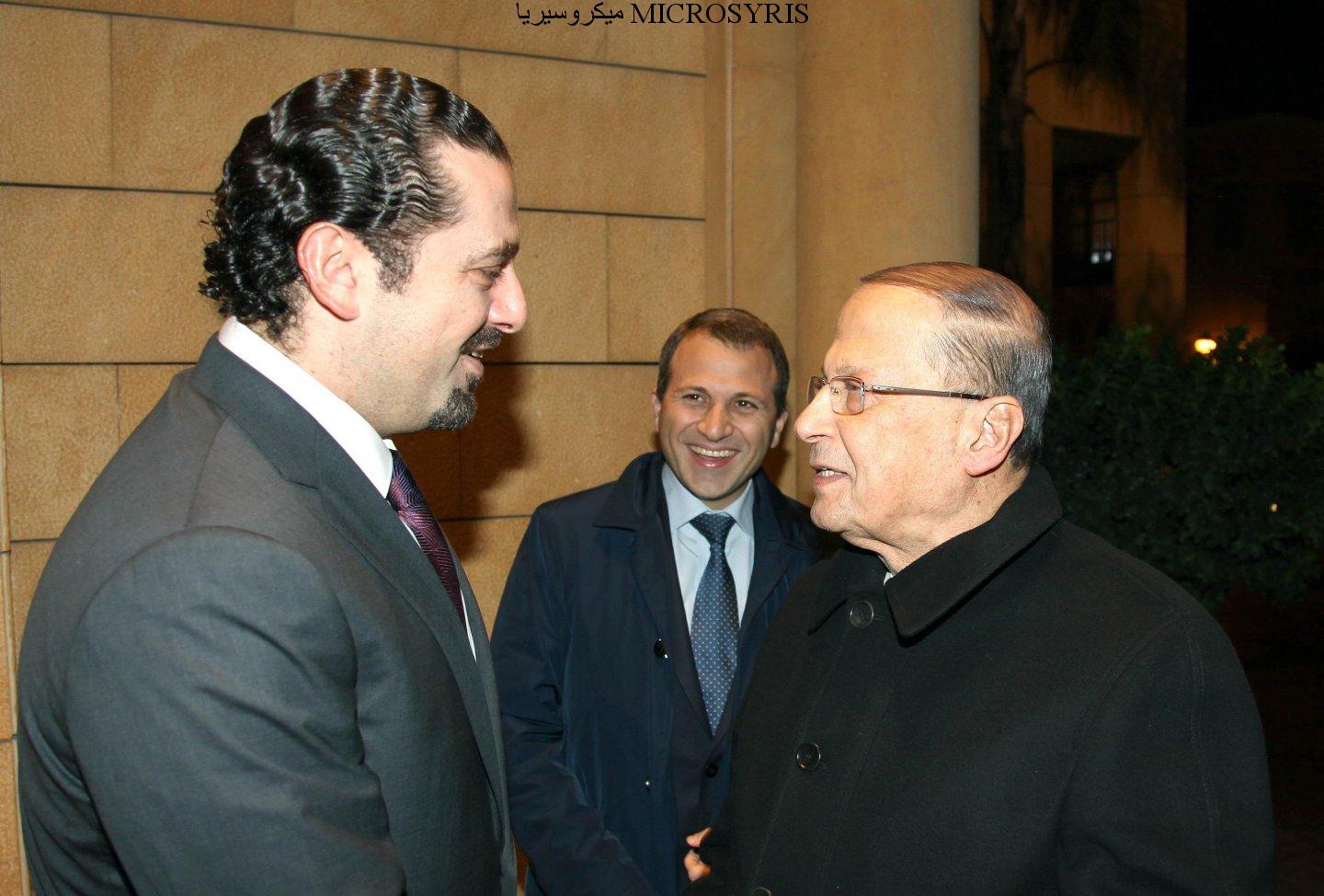 Hariri-a la izquierda-, Basil y Aoun