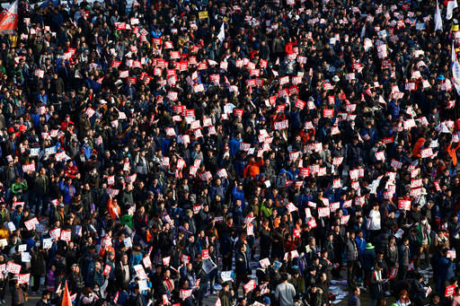 Manifestantes en Seúl, Corea