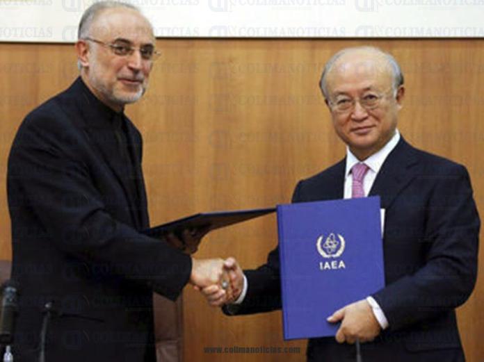 Ali Akbar Salehi-a la izquierda-y Yukiya Amano