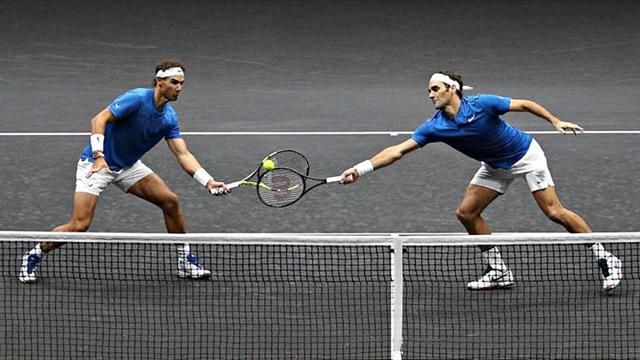 Nadal-a la izquierda-y Federer jugando juntos