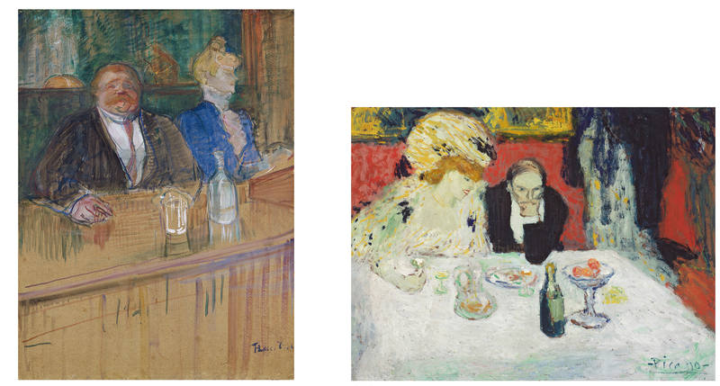 Un cuadro de Toulouse-Lautrec, a la izquierda, y uno de Picasso a la derecha.