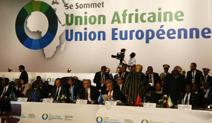 Algunos de los presidentes europeos y africanos