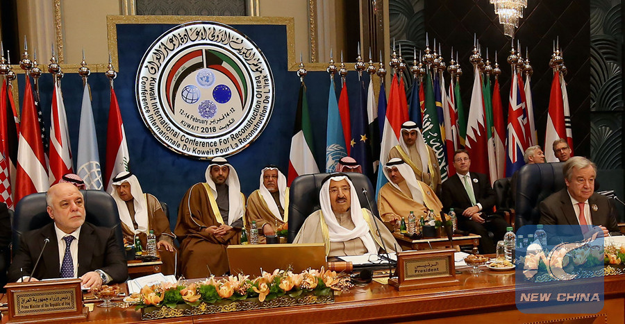 De izquierda a derecha, Al Abadi, As Sabah y Guterres