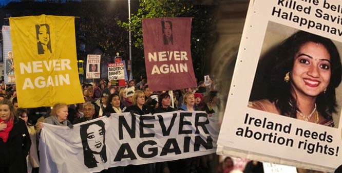 Manifestantes a favor del aborto en Irlanda