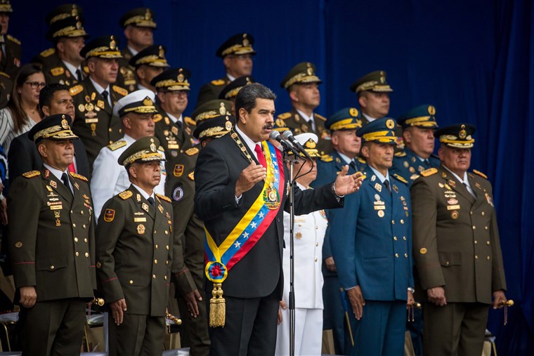 Maduro pronunciando el discurso, antes del atentado