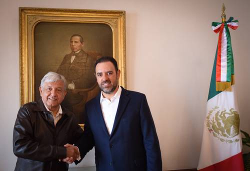 López Obrador-a la izquierda-y el gobernador de Zacatecas, Alejandro Tello Cristerna