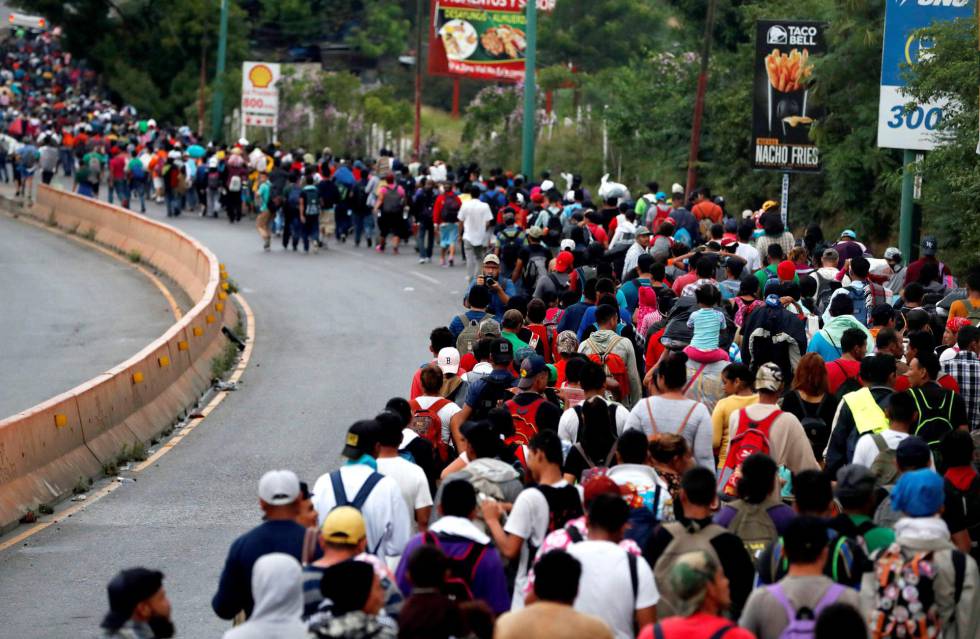 La Caravana de migrantes hondureños a su paso por Chiquimula, Guatemala