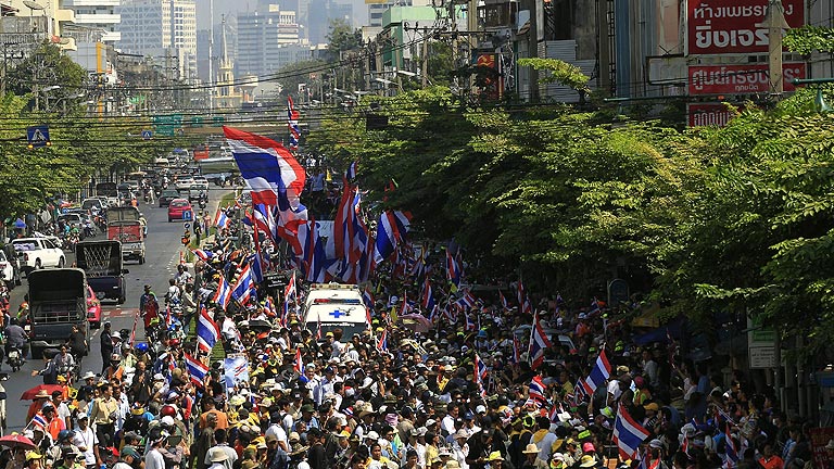 Manifestantes en Bangkok