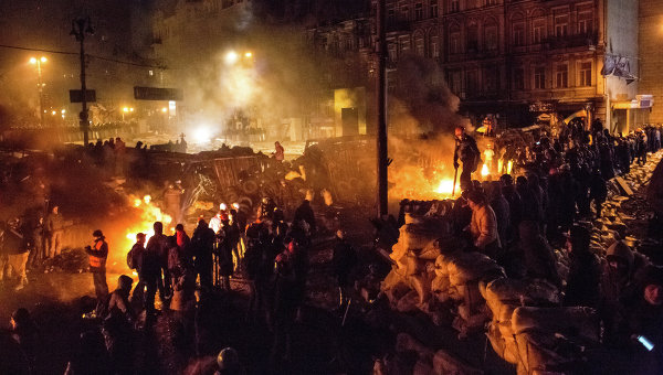 Manifestantes en Kiev