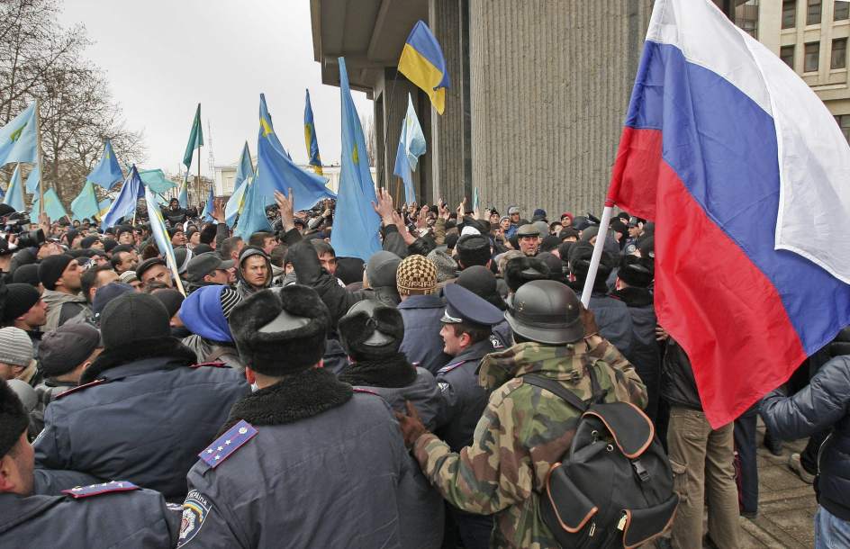 Manifestantes en Crimea