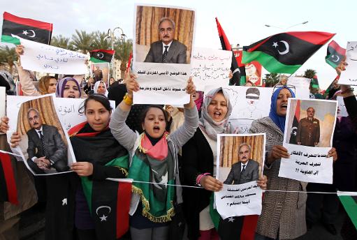 Manifestantes en Libia