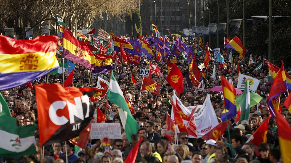 Manifestantes en las calles de Madrid