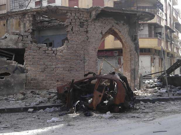 Una casa dañada en Homs, Siria