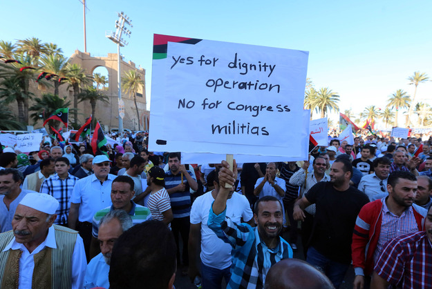 Manifestantes en Libia