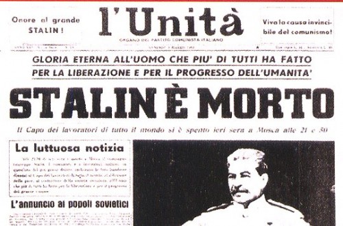 El ejemplar de l'unità que anunciaba la muerte de Stalin El ejemplar de l'unità que anunciaba la muerte de Stalin