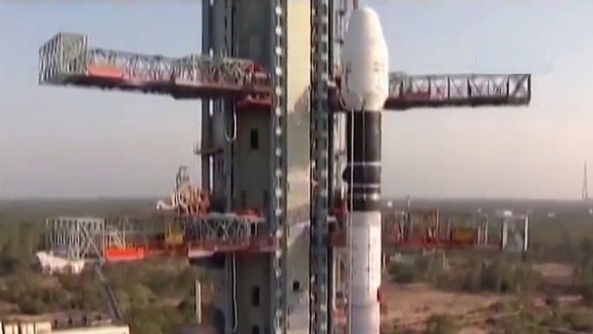 El cohete Mangalyaan, antes de salir el año pasado. El cohete Mangalyaan, antes de salir el año pasado.