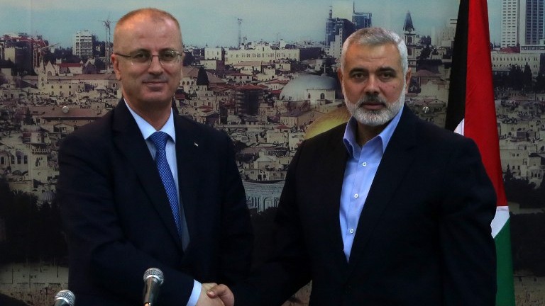 Rami Hamdalá y Ismail Haniye, en Gaza Rami Hamdalá y Ismail Haniye, en Gaza