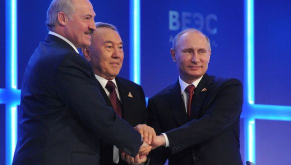 Los presidentes de Bielorrusia, Kazajistán y Rusia. Los presidentes de Bielorrusia, Kazajistán y Rusia.