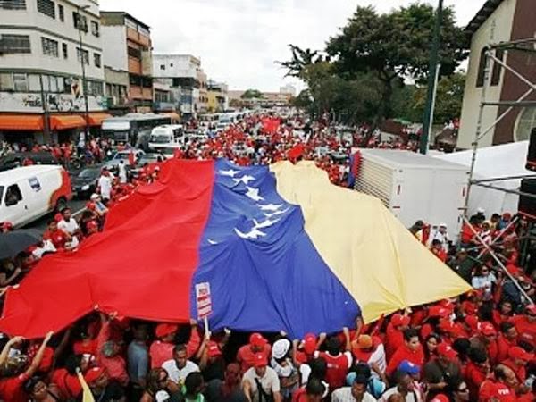 Manifestación de partidarios del gobierno en Venezuela